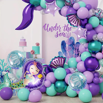 7-teiliges Set aus großen Folienballons, Meerjungfrau und Sternen