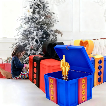 Auffällige Geschenkbox optional mit  Mittelfinger bestellbar