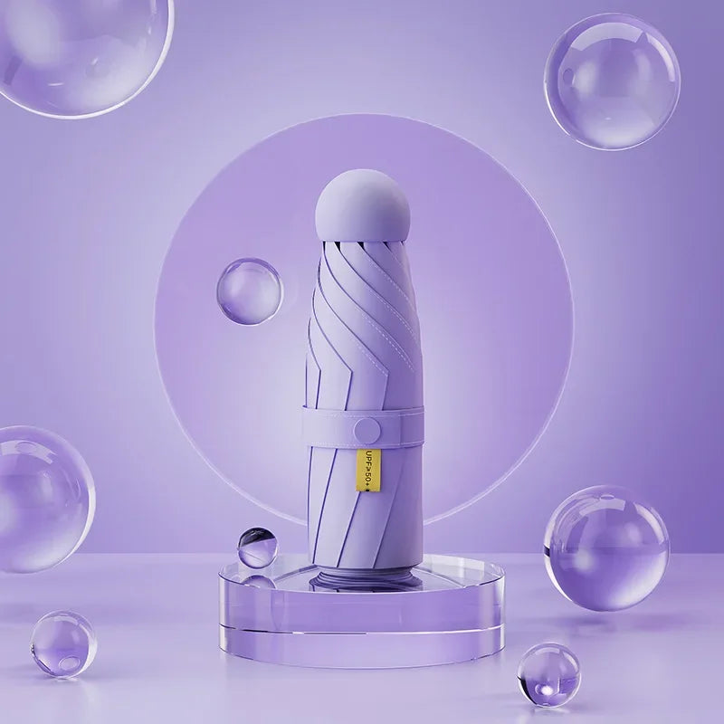 Faltbarer Mini Regenschirm mit schwarzer Gummilegierung