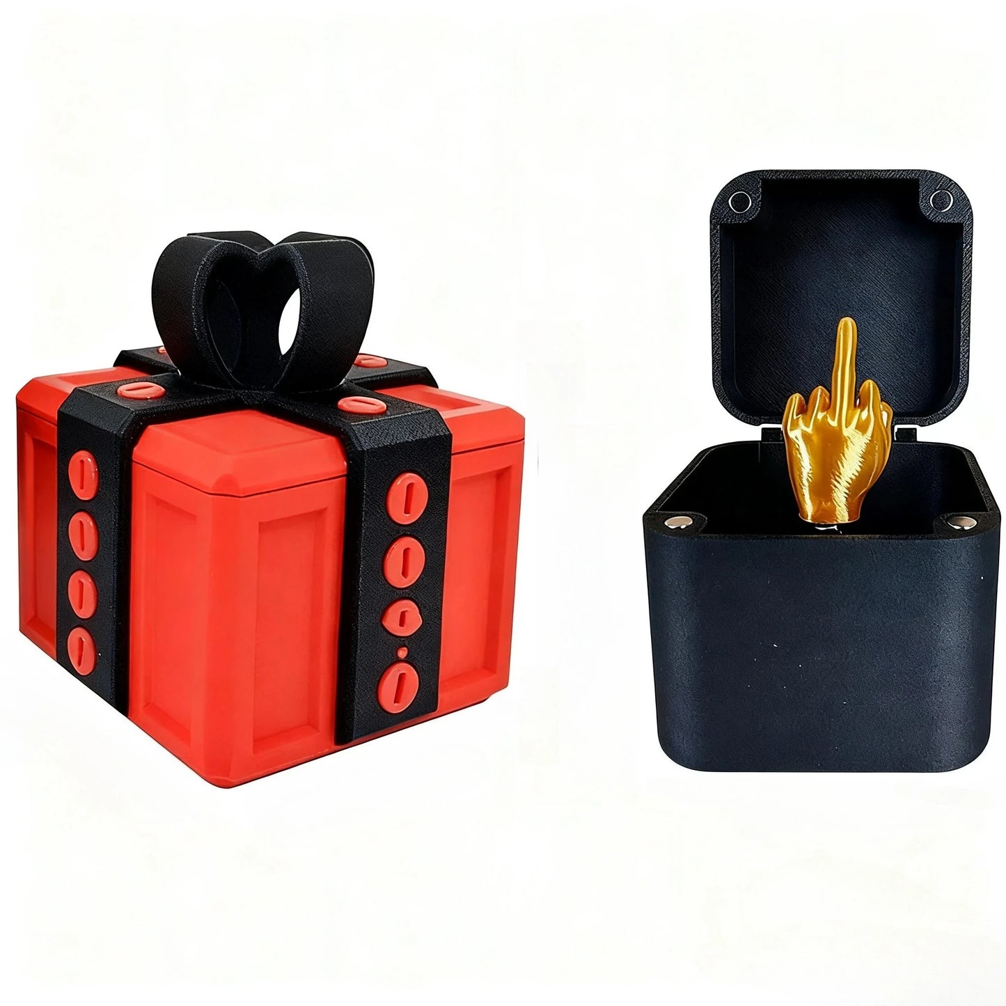 Auffällige Geschenkbox optional mit  Mittelfinger bestellbar