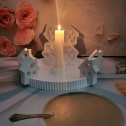 Kerzenhalter mit Häuschen als Silikonform