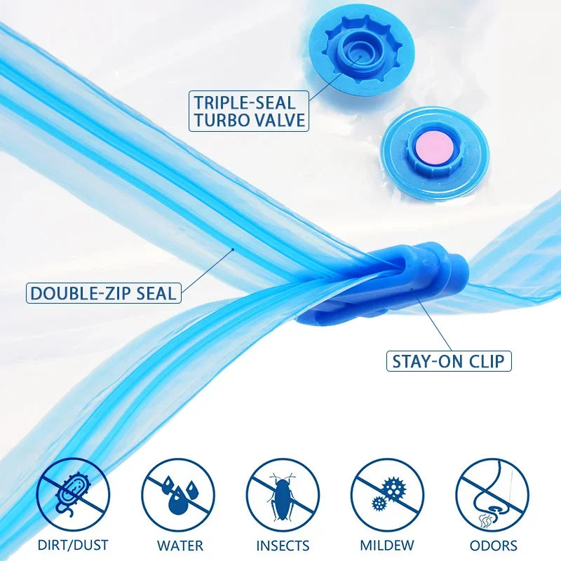 Vakuum-Aufbewahrungsbeutel, für Bettwäsche, Kissen, Handtücher, platzsparende Reise-Aufbewahrungstasche, mit automatischer Handpumpe, Vakuumbeutel-Paket