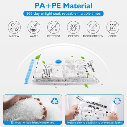 Vakuum-Aufbewahrungsbeutel, für Bettwäsche, Kissen, Handtücher, platzsparende Reise-Aufbewahrungstasche, mit automatischer Handpumpe, Vakuumbeutel-Paket